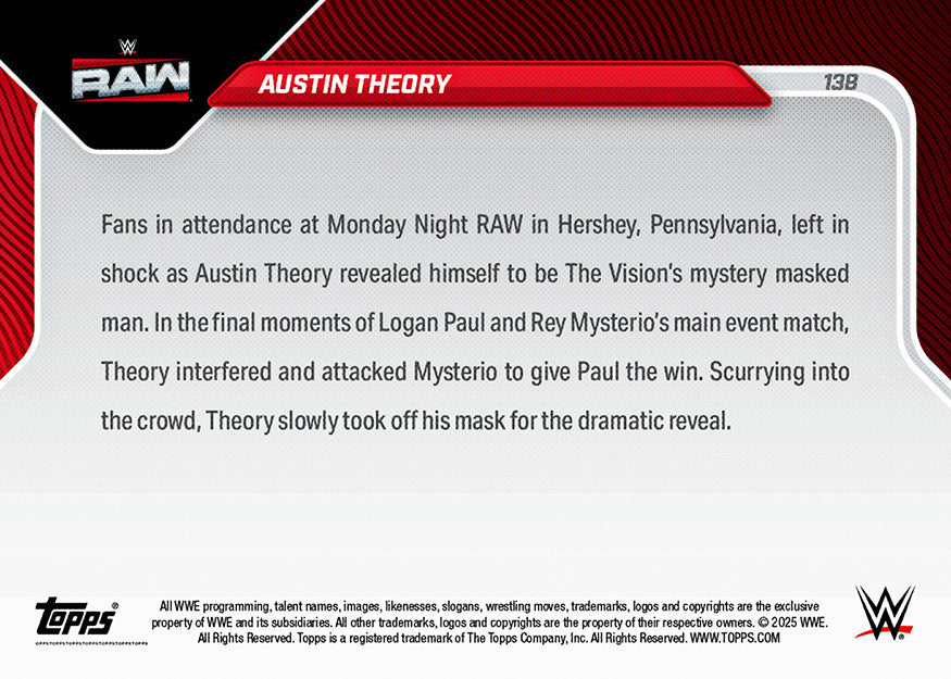 Austin Theory - 2025 WWE Topps NOW® - Card 138