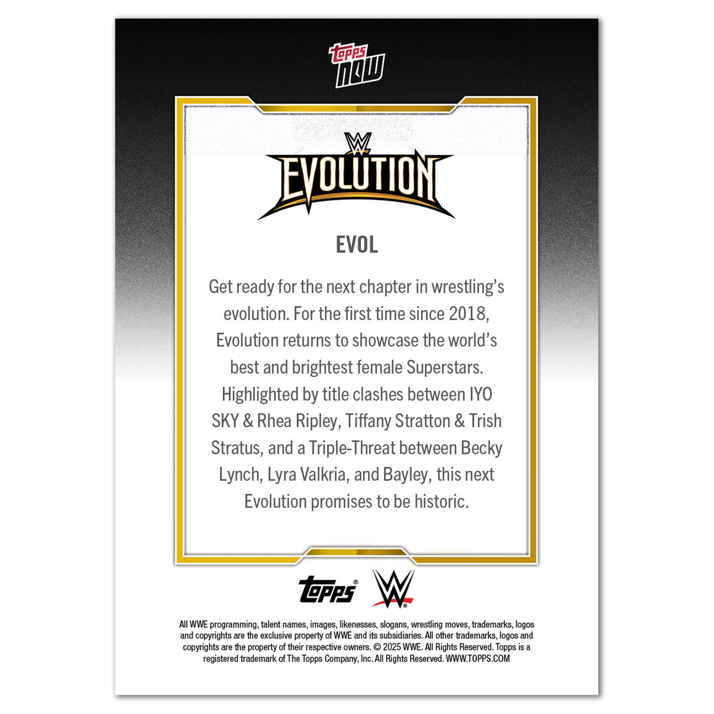 Evolution - 2025 WWE Topps NOW® - Card EVOL