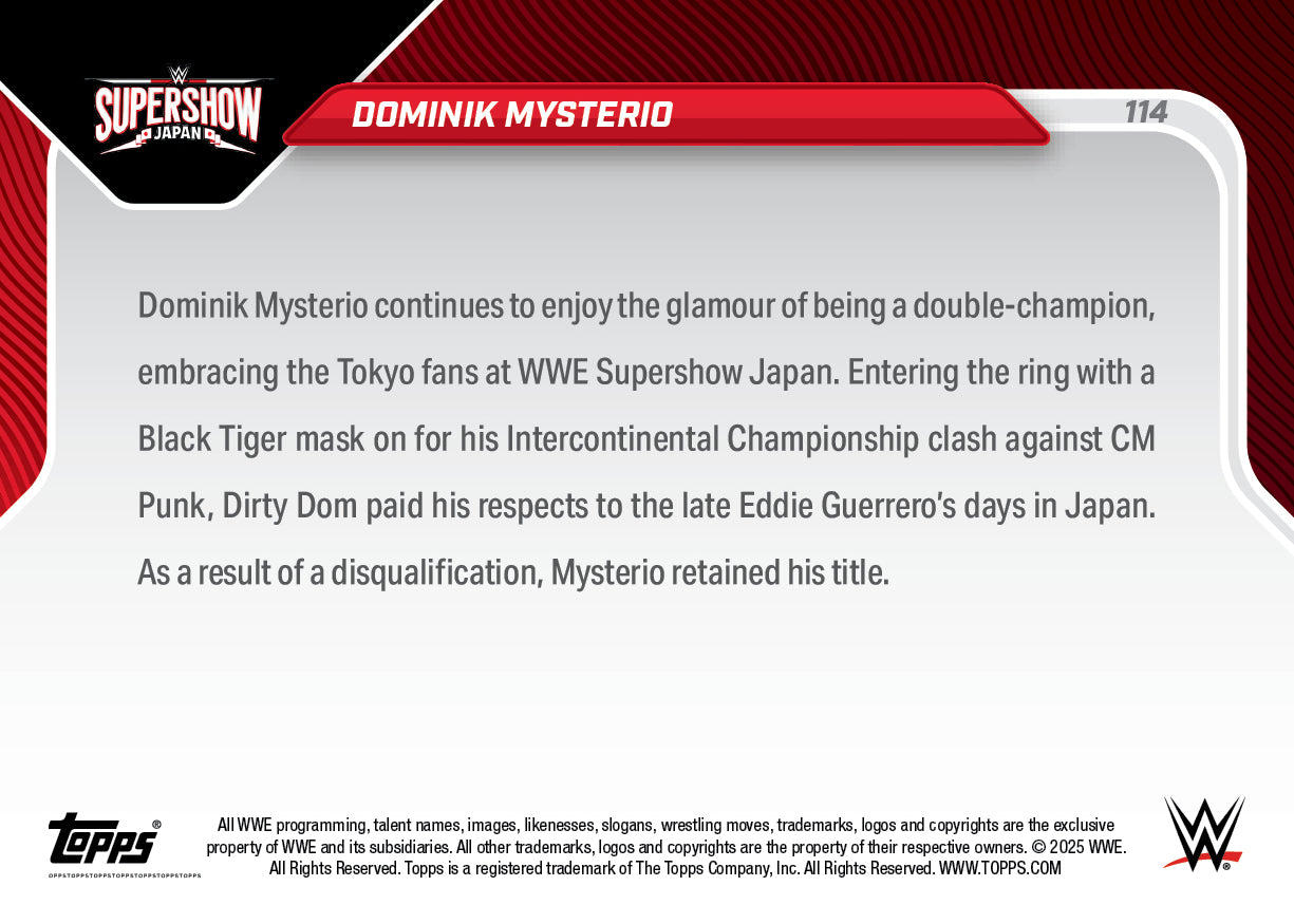 Dominik Mysterio - 2025 WWE Topps NOW® - Card 114