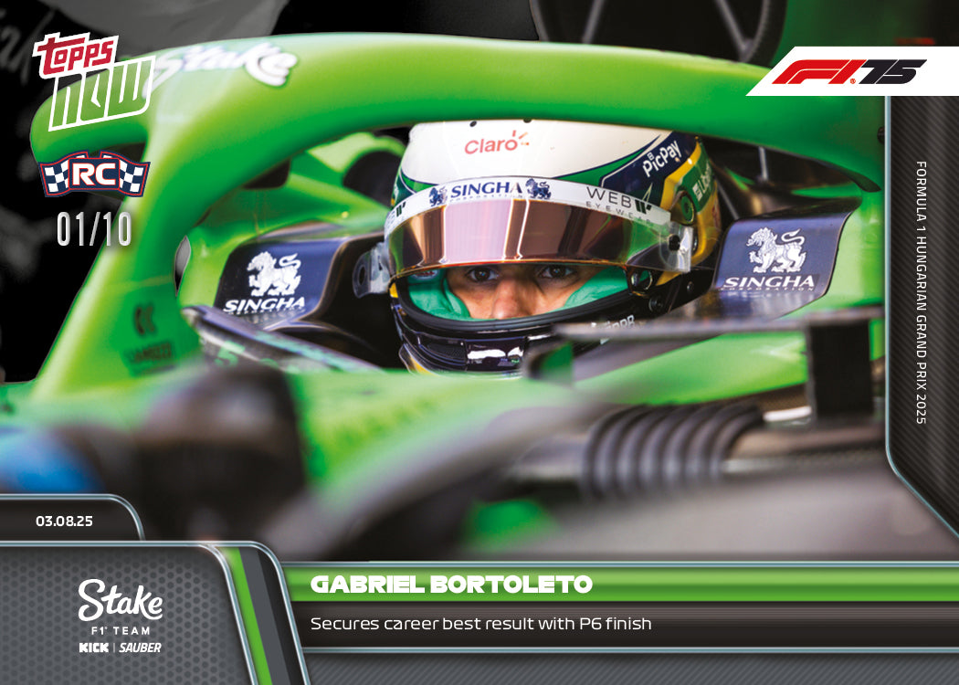Gabriel Bortoleto - 2025 Formula 1® Topps NOW® - Card 56