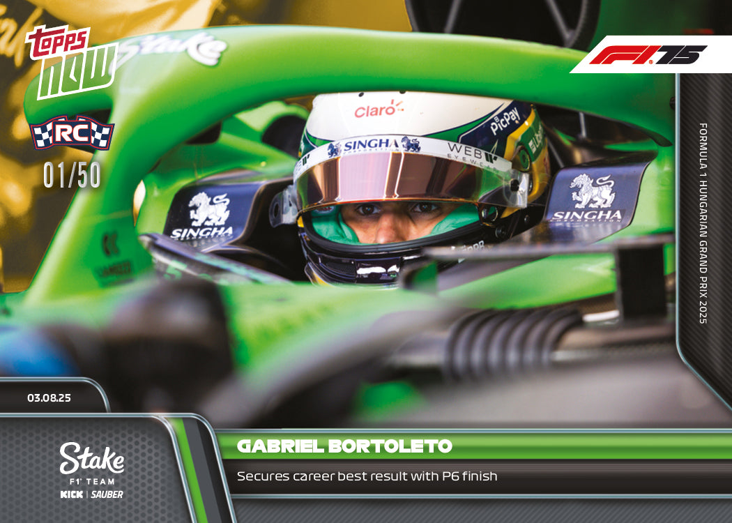 Gabriel Bortoleto - 2025 Formula 1® Topps NOW® - Card 56