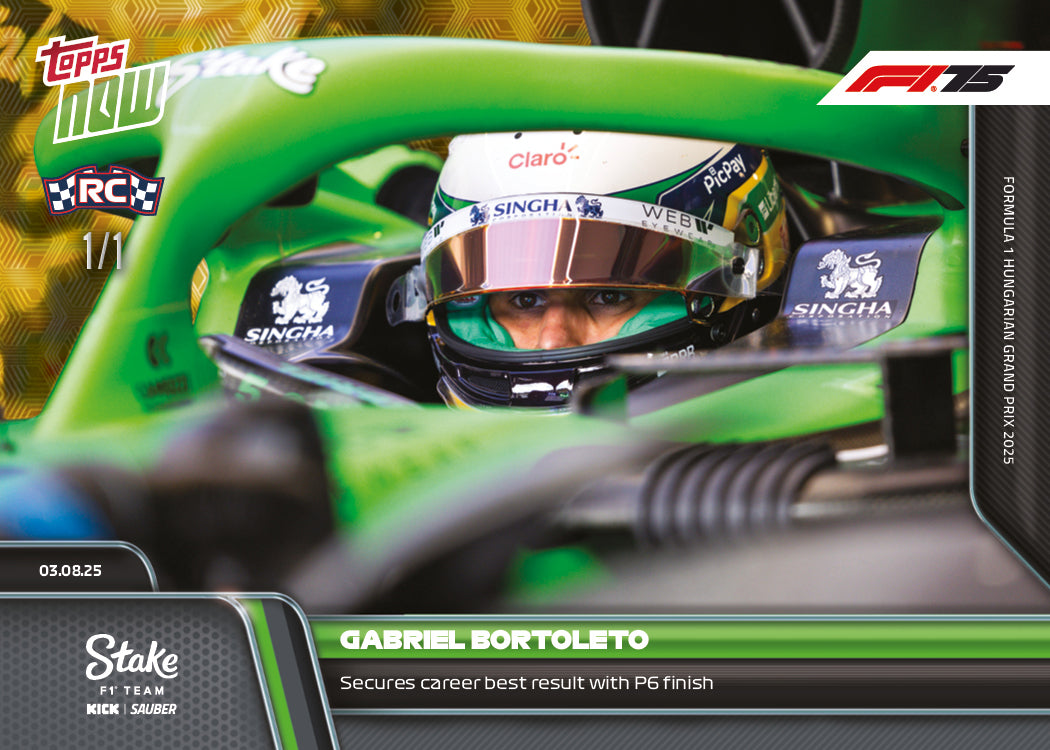 Gabriel Bortoleto - 2025 Formula 1® Topps NOW® - Card 56