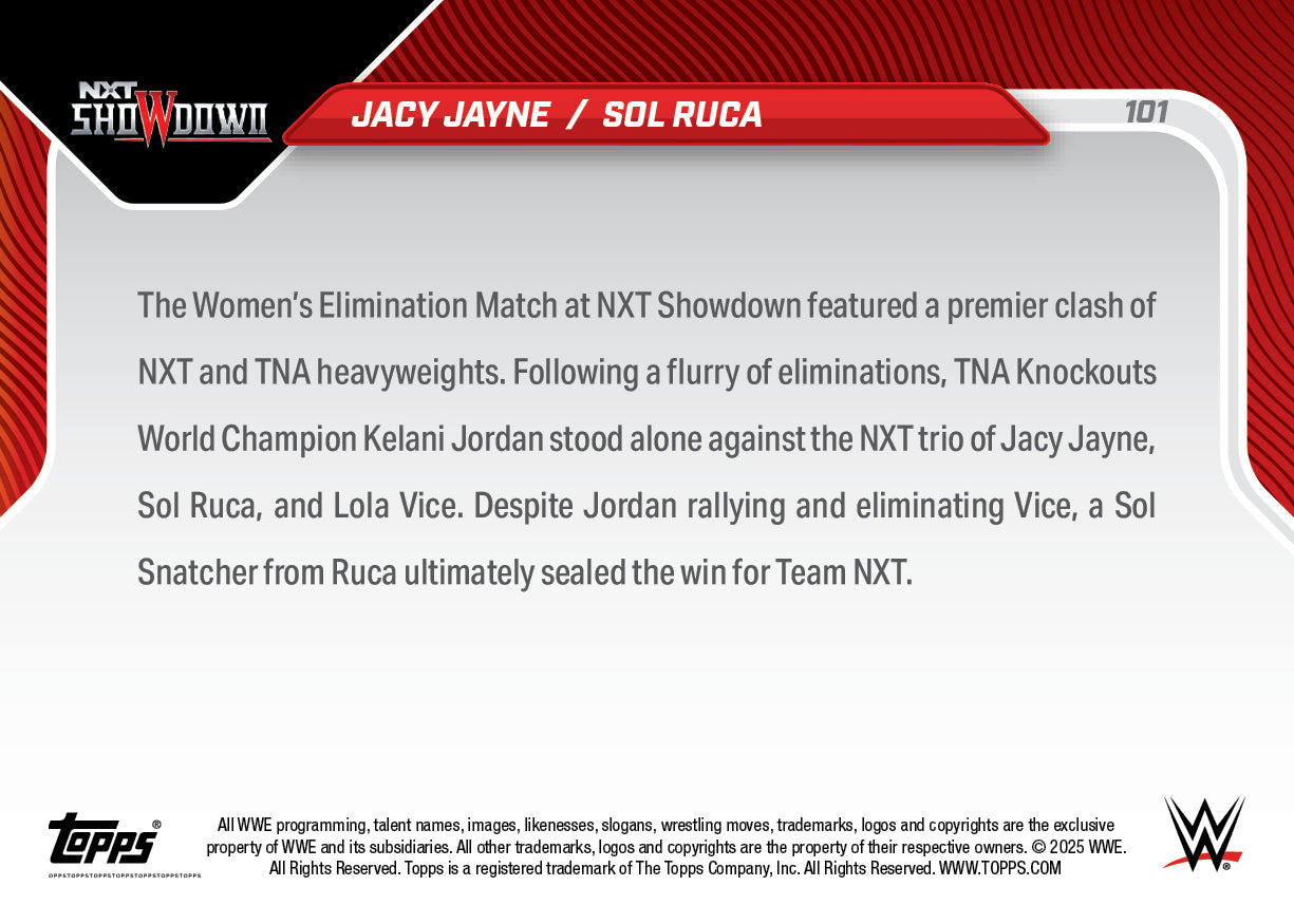 Jacy Jayne / Sol Ruca - 2025 WWE Topps NOW® - Card 101