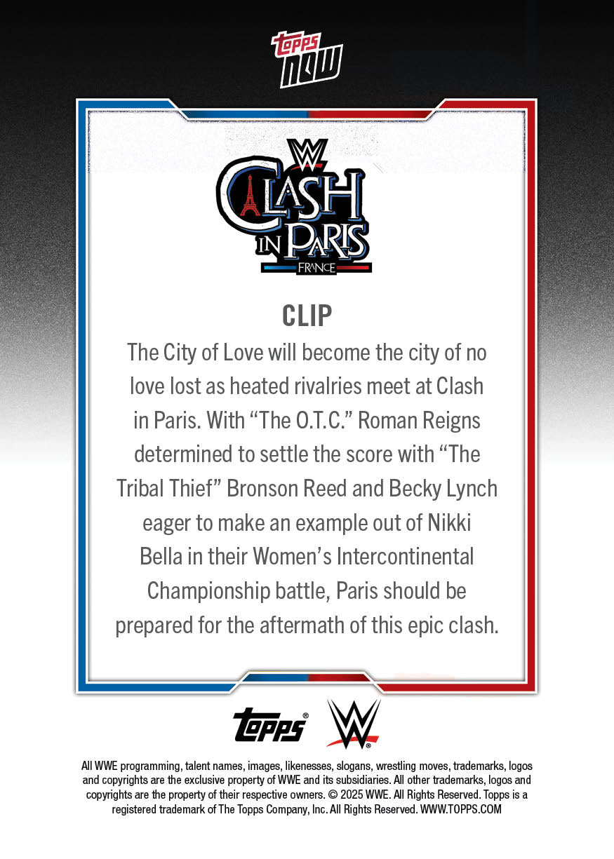 Clash in Paris - 2025 WWE Topps NOW® - Card CLIP