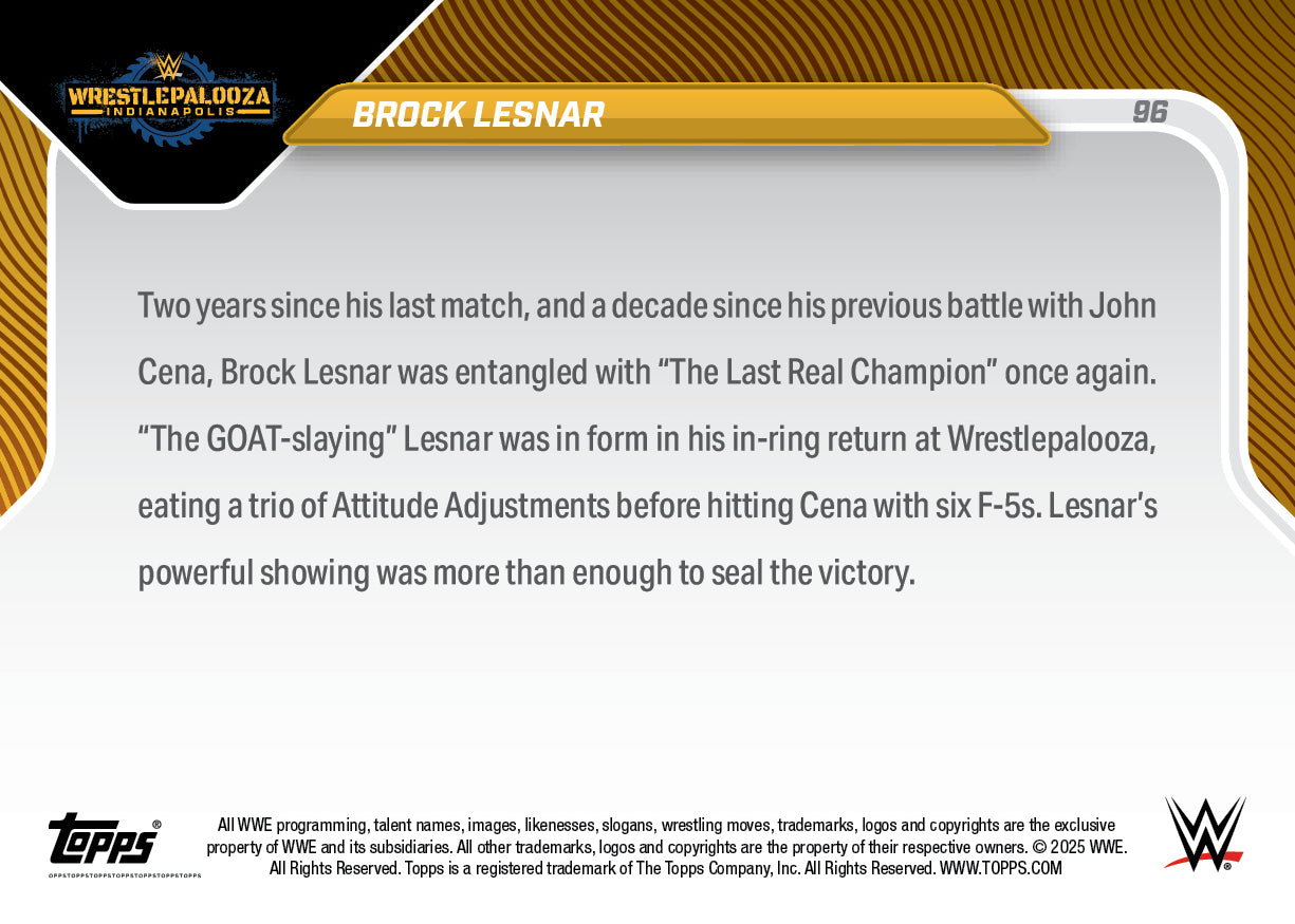 Brock Lesnar - 2025 WWE Topps NOW® - Card 96