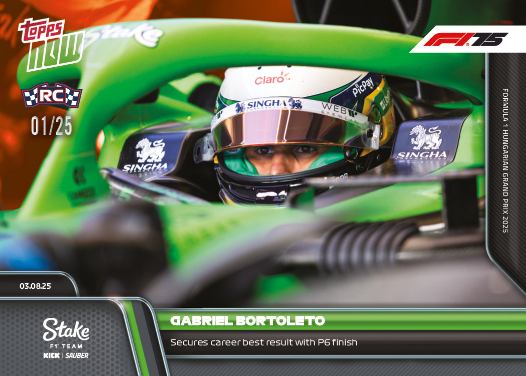 Gabriel Bortoleto - 2025 Formula 1® Topps NOW® - Card 56